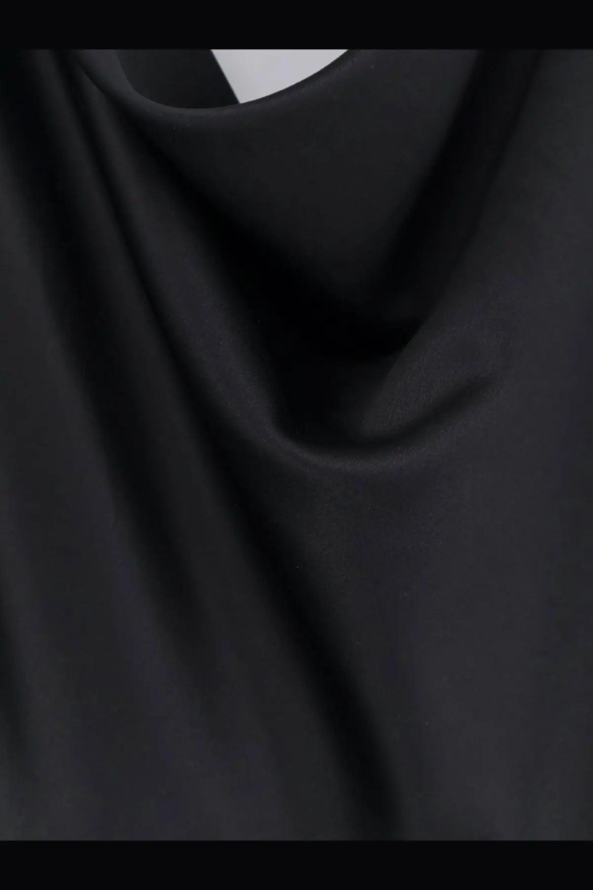 Actualee women’s satin long dress in black featuring sleek matte fabric with smooth drape and subtle sheen