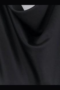 Actualee women’s satin long dress in black featuring sleek matte fabric with smooth drape and subtle sheen