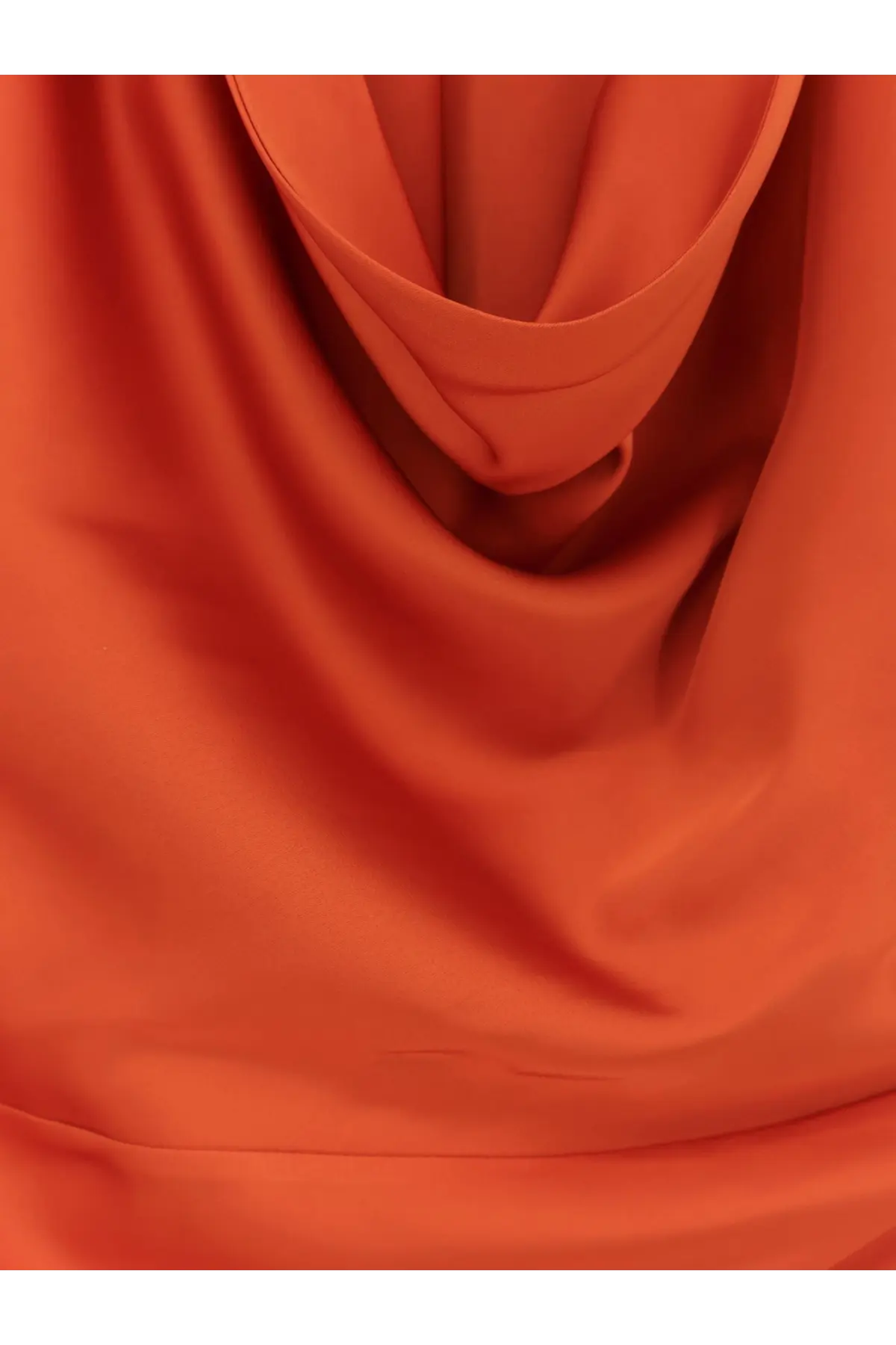 Actualee women’s satin long dress orange with a smooth vibrant silk scarf featuring gentle folds and soft sheen
