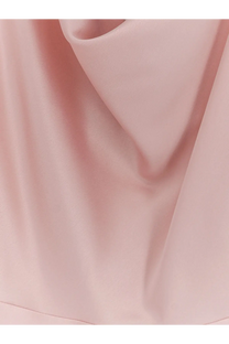 Actualee women’s satin long dress in blush pink with soft folds and smooth flowing texture