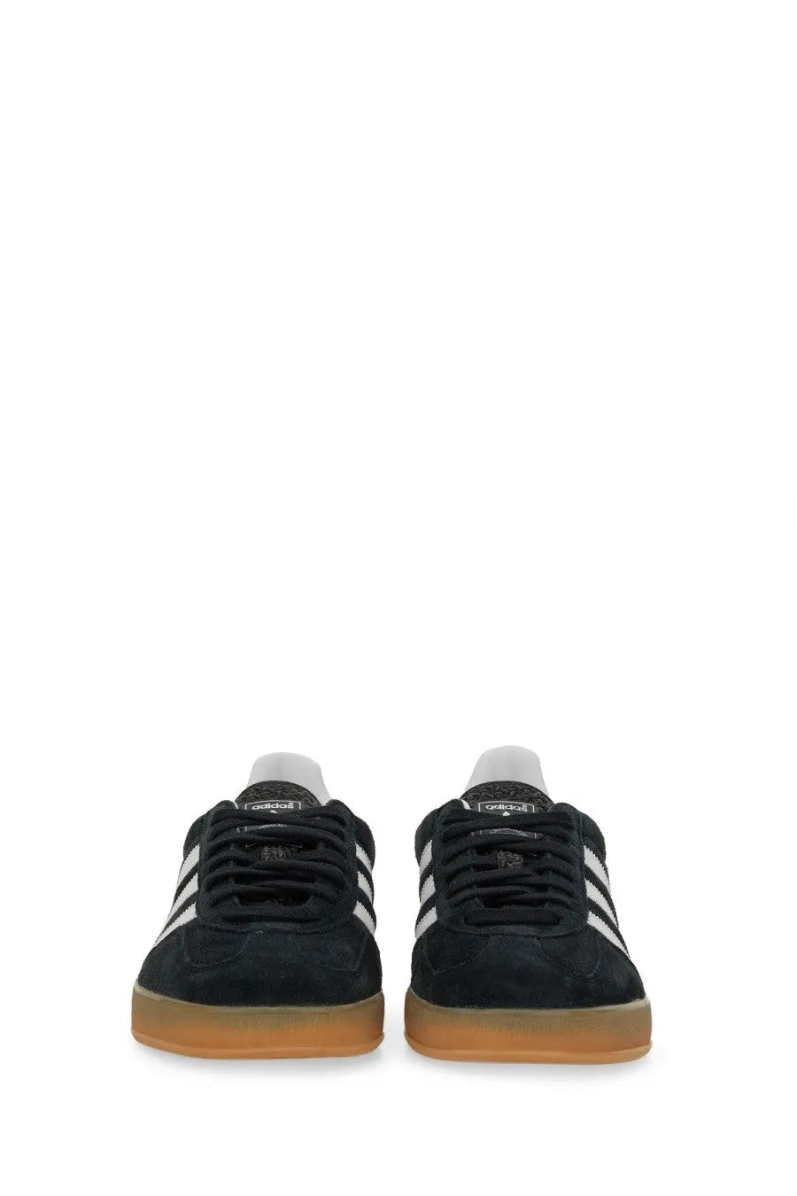 Adidas men’s Gazelle indoor sneaker in black suede with white stripes and a gum rubber sole