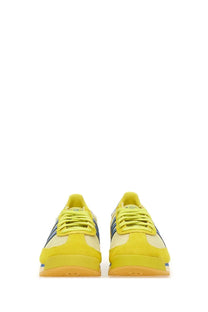 Adidas men’s sneaker bright yellow with blue stripes mesh upper lightweight running shoe