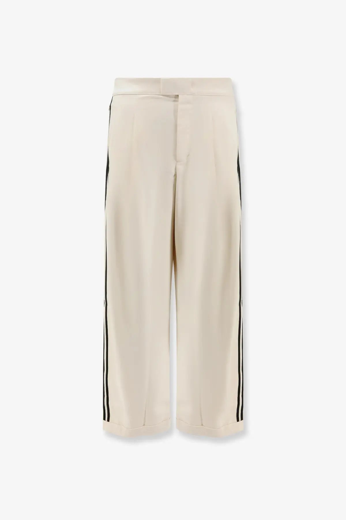 Adidas originals by wales bonner men’s cream wide-leg recycled nylon trousers with black side stripes