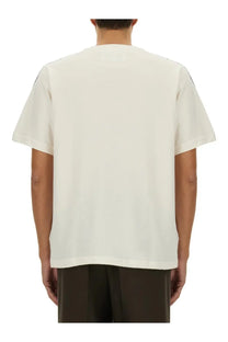 Adidas Originals by Wales Bonner short-sleeved cream t-shirt with subtle black shoulder seam stripes in shirt white