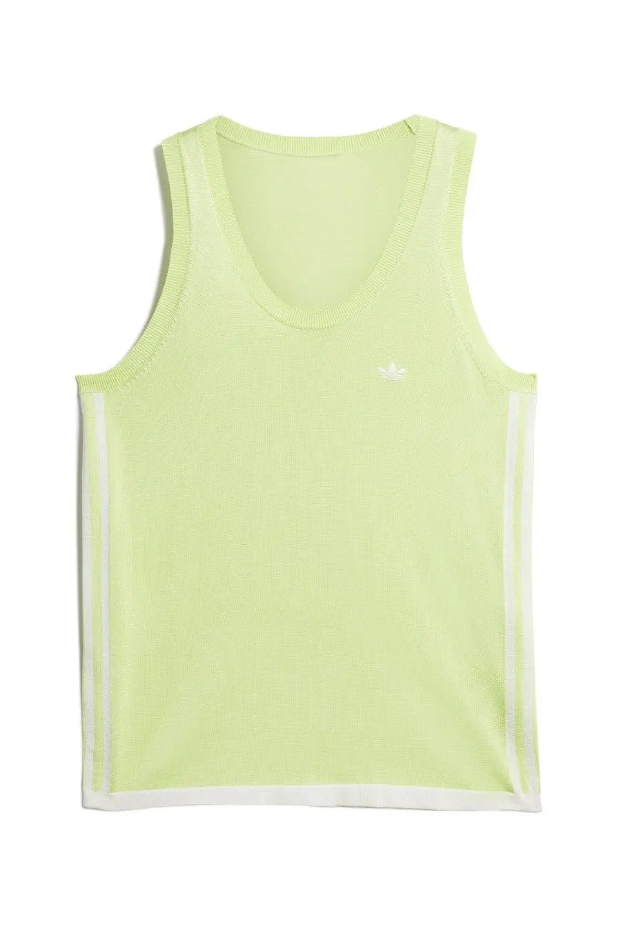 Adidas originals by wales bonner unisex knitted vest in pale lime green with white trim and three stripes on sides