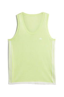 Adidas originals by wales bonner unisex knitted vest in pale lime green with white trim and three stripes on sides