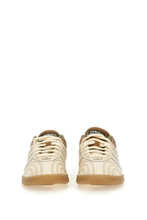Cream-colored adidas Originals by Wales Bonner unisex Samba sneaker with beige laces brown accents and gum rubber sole