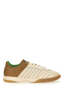 Adidas originals by wales bonner unisex samba sneaker in cream and brown leather with green collar accents