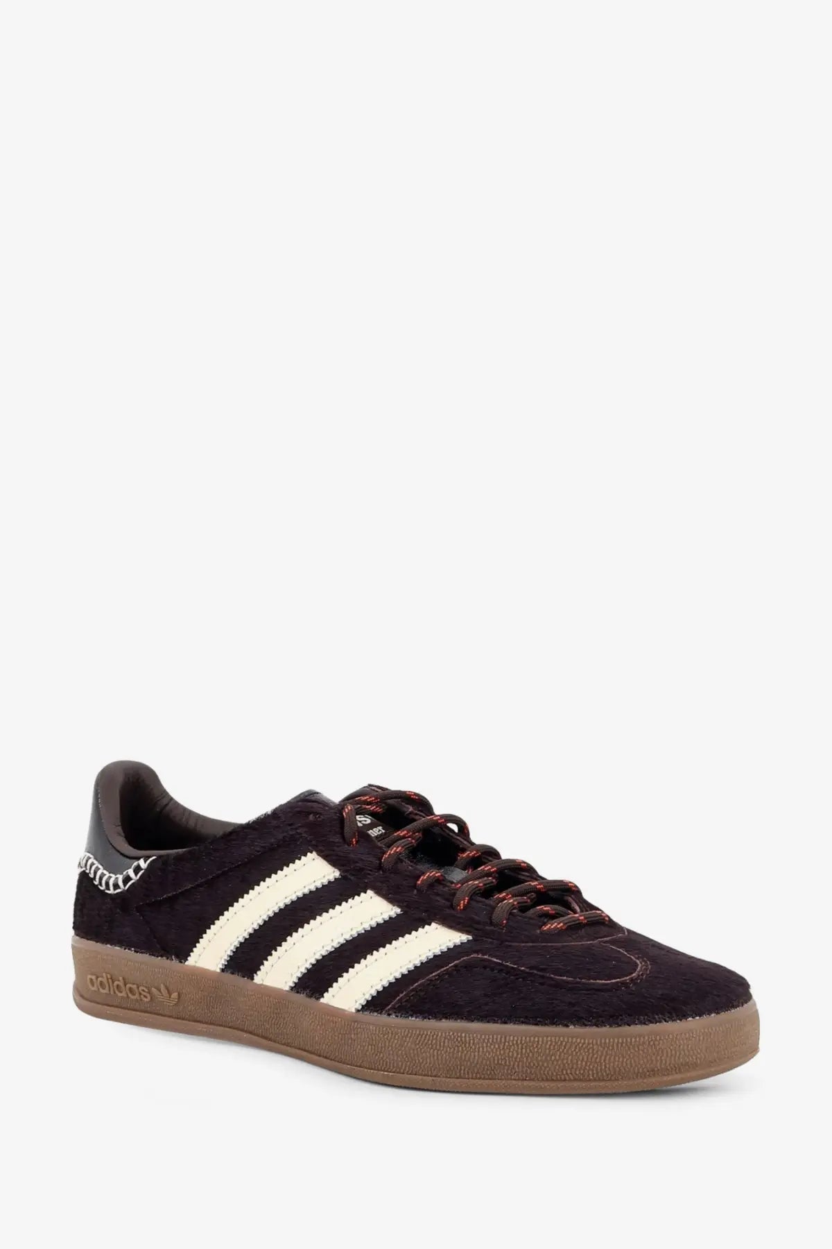 Adidas originals by wales bonner unisex wb gazelle pony pony skin sneaker dark purple suede with cream stripes and tan sole