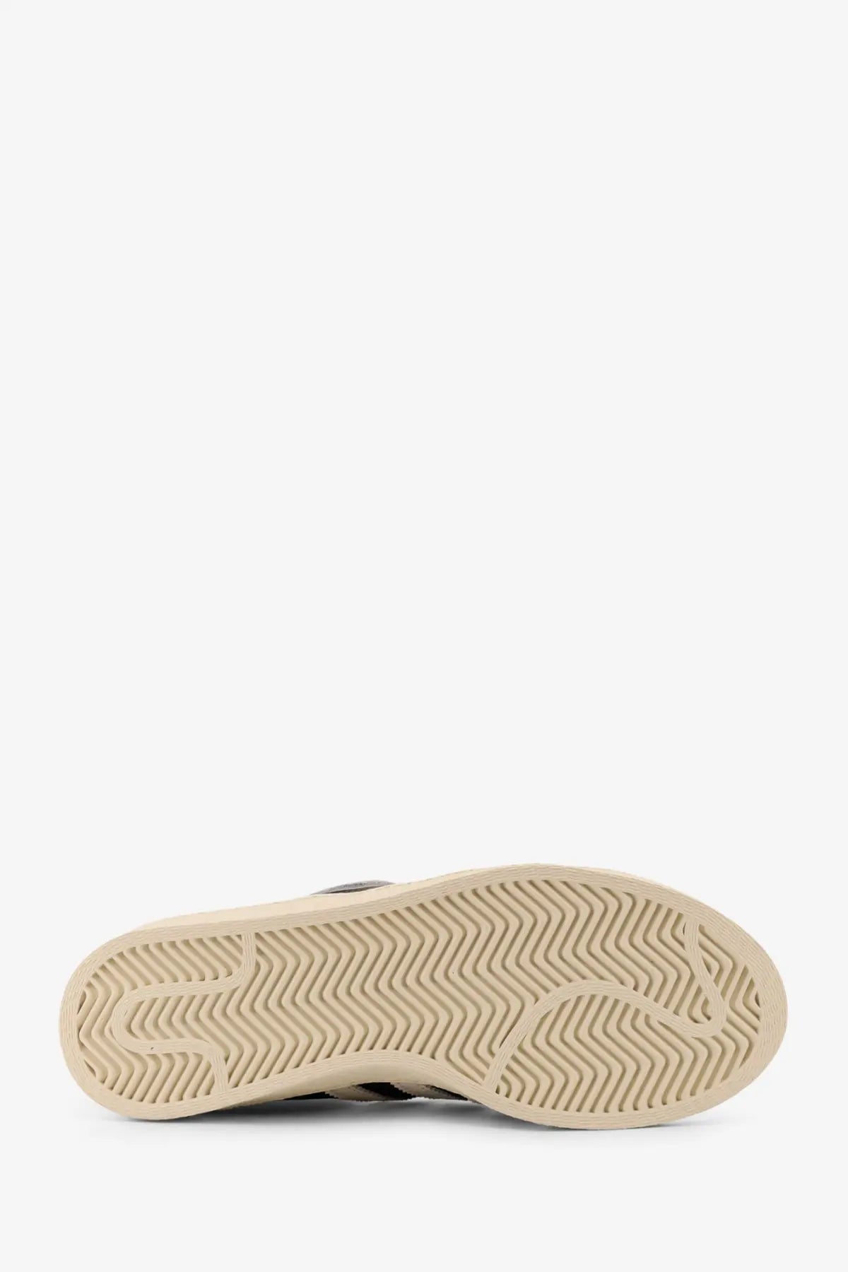 Beige rubber sole with distinctive herringbone tread on adidas originals x willy chavarria men’s black nylon sneakers