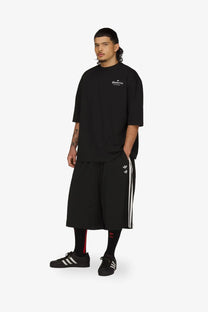 Adidas originals x willy chavarria men’s black cotton t-shirt with white logo and matching shorts with three stripes