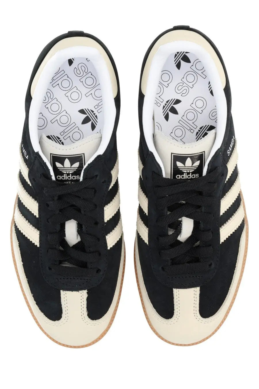 Adidas unisex Samba OG sneaker black with cream suede upper three stripes and rubber sole