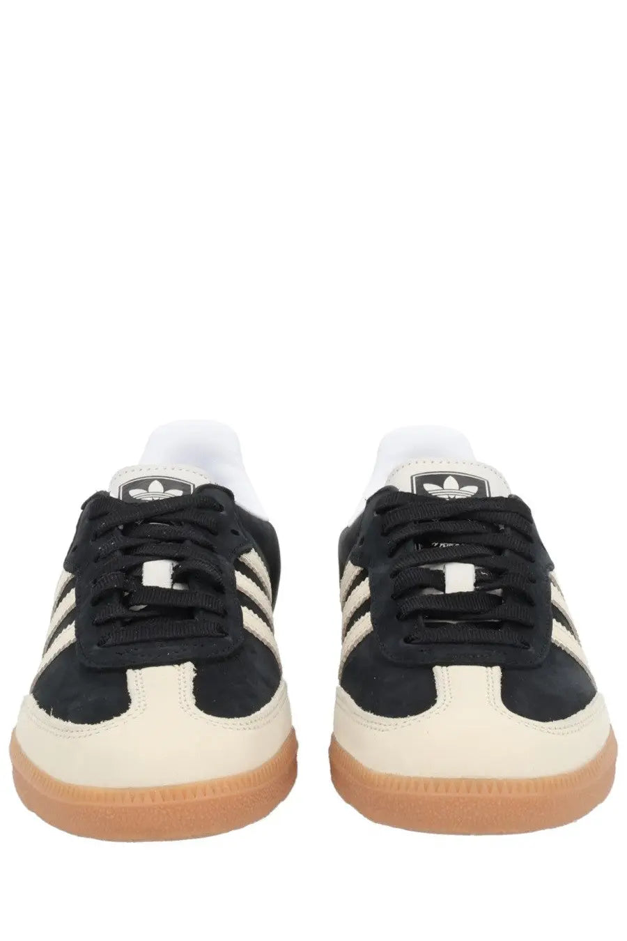 Adidas unisex samba OG sneaker black in black and cream suede with three white stripes and gum rubber sole