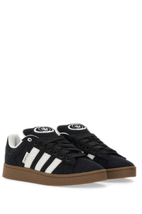 Adidas unisex sneaker campus 00s black with white three stripes textured fabric upper and gum rubber sole