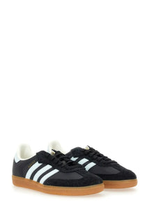 Adidas unisex sneaker samba black with black suede upper white three stripes and gum rubber sole