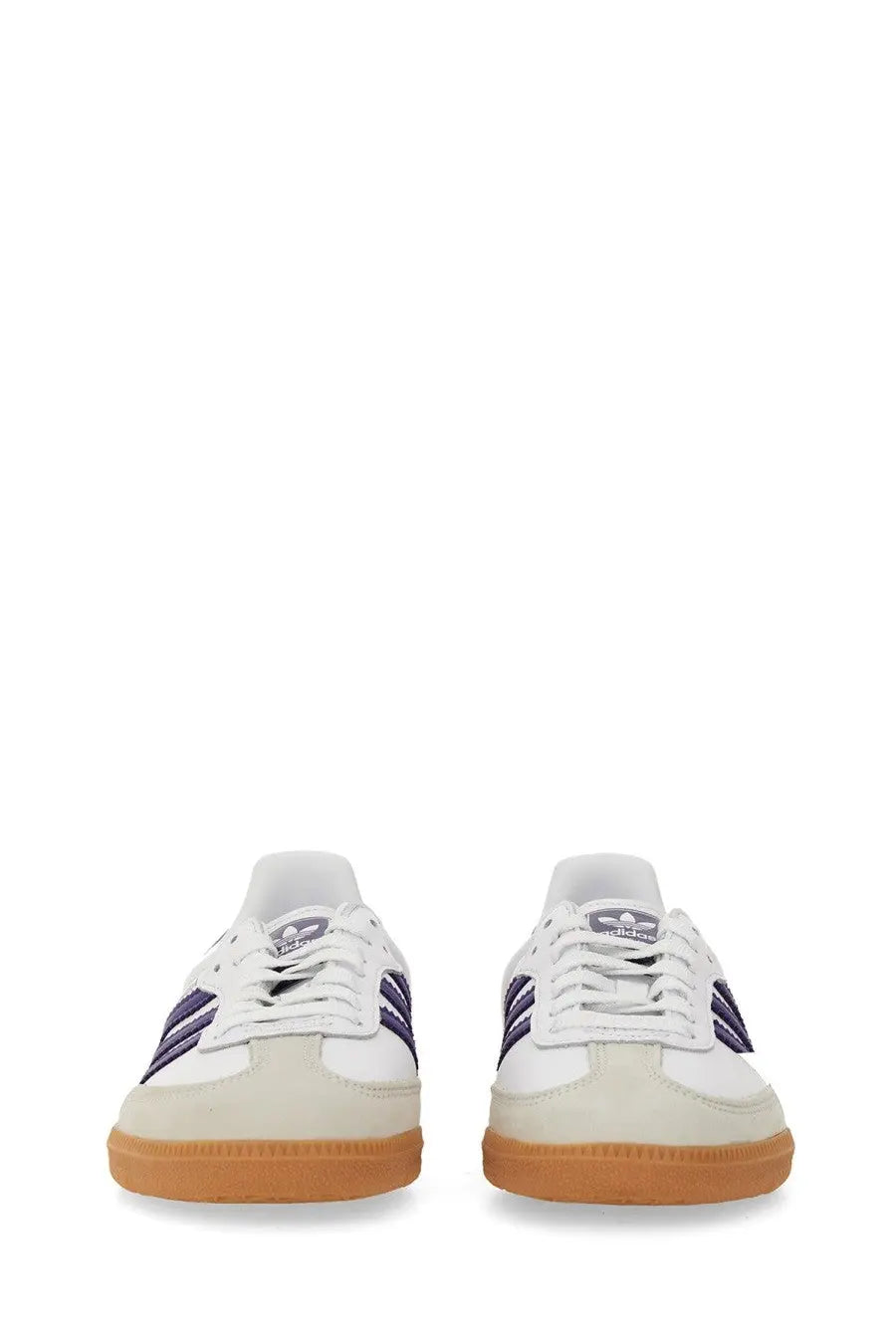 Adidas unisex sneaker samba white with navy blue stripes and gum rubber sole for casual wear