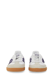 Adidas unisex sneaker samba white with navy blue stripes and gum rubber sole for casual wear
