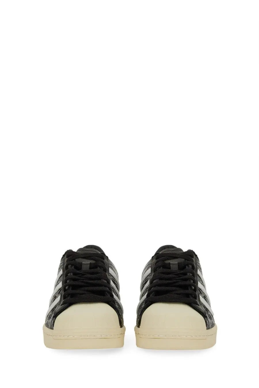 Adidas unisex superstar vintage sneaker black with glossy patent leather uppers and cream rubber toe caps