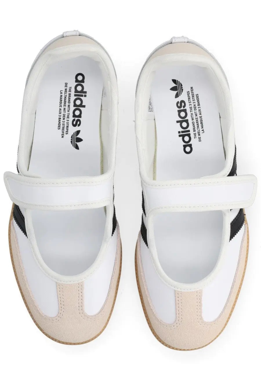 Adidas women’s samba jane sneaker white with black velcro strap and classic three stripes on the side