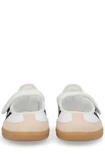 Adidas women’s Samba Jane sneaker white featuring white and black suede with a tan rubber sole