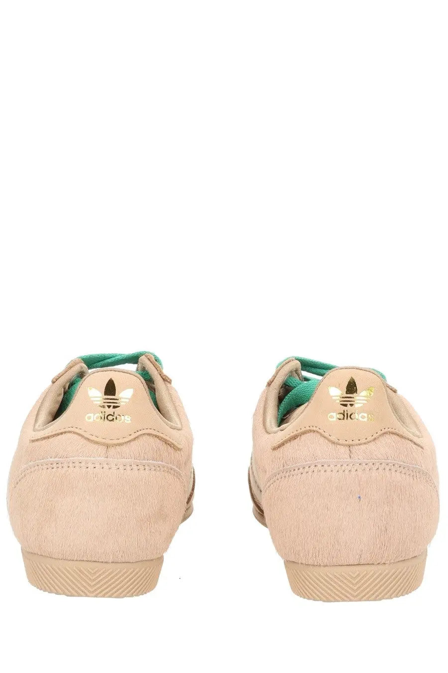 Adidas women’s sneaker japan warsan beige in beige suede with green laces and gold logo detailing