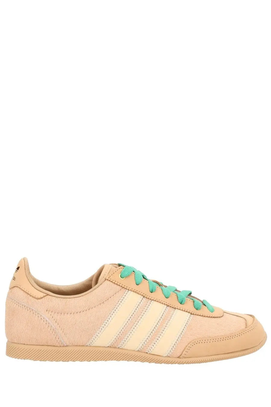 Adidas women’s sneaker japan warsan beige in beige suede with three tone stripes and teal laces