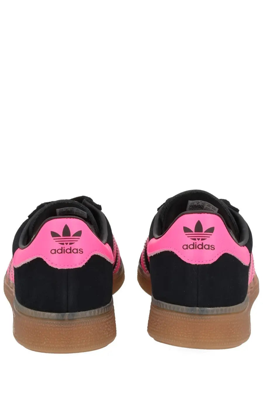 Adidas women’s sneaker Muenchen black in black and neon pink with a gum-colored rubber sole for casual wear