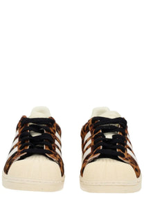 Adidas women’s superstar ii sneaker in leopard print with black laces and white rubber toe caps multicolor