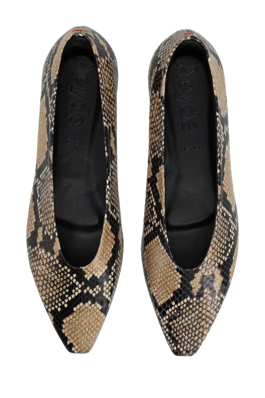 Beige and black snake print leather ballerina flats by aeyde womens ballerina betty pattern