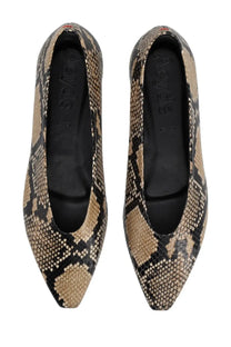 Beige and black snake print leather ballerina flats by aeyde womens ballerina betty pattern