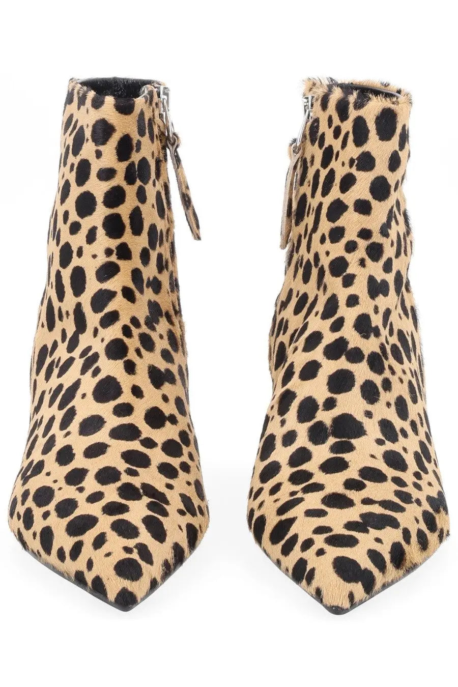 Aeyde women’s boot Sofie pattern ankle boots with tan and black leopard print and pointed toe design