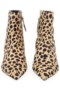 Aeyde women’s boot Sofie pattern ankle boots with tan and black leopard print and pointed toe design