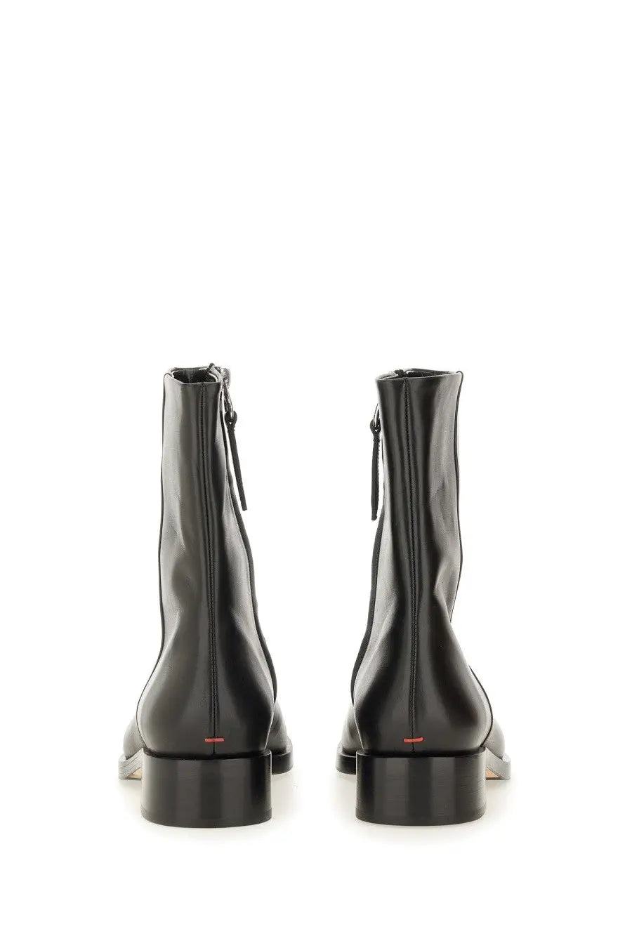 Aeyde women’s black leather ankle boots vincent with sleek minimalist design and subtle red stitching details