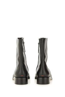 Aeyde women’s black leather ankle boots vincent with sleek minimalist design and subtle red stitching details