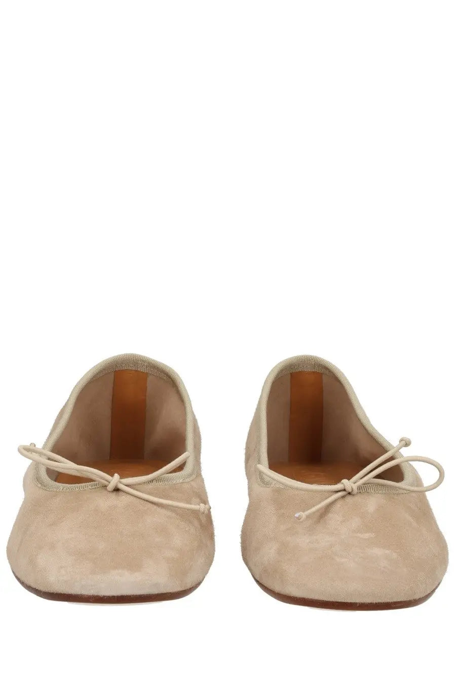 Aeyde women’s dancer dolphin beige beige suede ballet flats with delicate lace-up ties