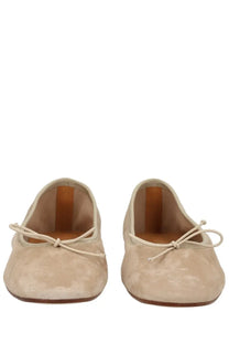 Aeyde women’s dancer dolphin beige beige suede ballet flats with delicate lace-up ties
