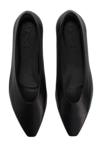 Black leather aeyde womens dancer kirsten flats with sleek pointed toe design