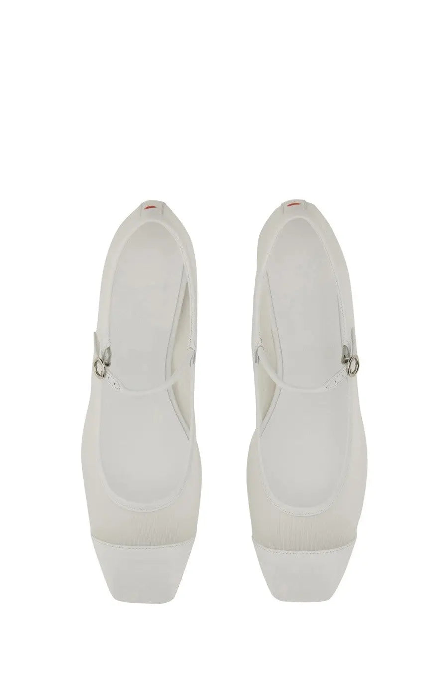 Aeyde women’s dancer Uma white platform mary jane shoes with sleek minimalist design and silver-toned buckle accents