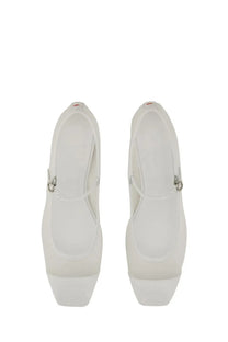 Aeyde women’s dancer Uma white platform mary jane shoes with sleek minimalist design and silver-toned buckle accents