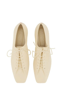 Aeyde women’s derby isla white cream-colored leather lace-up shoes with square toe and minimalist design