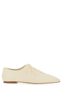 Aeyde women’s derby isla white cream leather oxford shoe with sleek minimalist design and flat sole