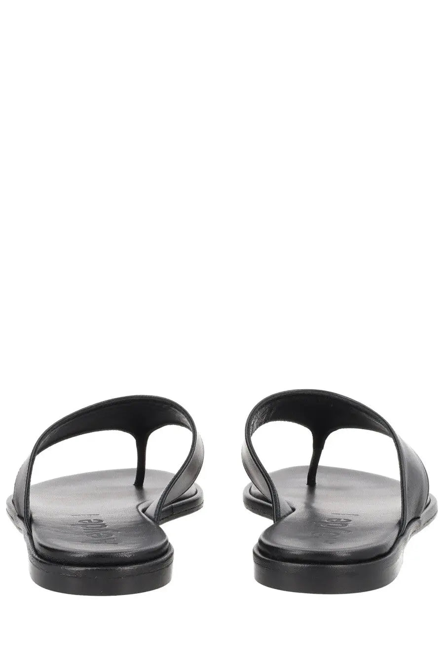 Aeyde women’s black leather thong sandal with a minimalist design and flat sole for casual wear