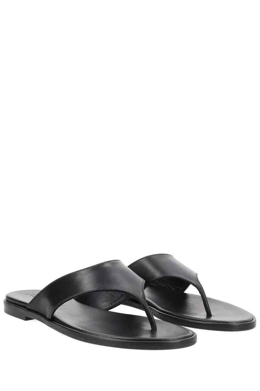 Aeyde women’s black leather thong sandals with minimalist design and flat sole perfect for casual wear