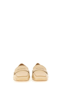 Aeyde women’s moccasin tom beige leather loafers with minimalist design and subtle stitching details