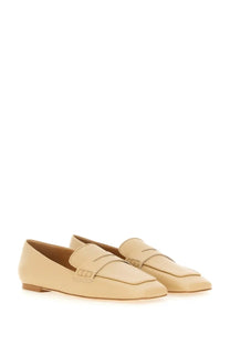 Aeyde women’s moccasin tom beige leather loafers with sleek minimalist design and subtle stitching details