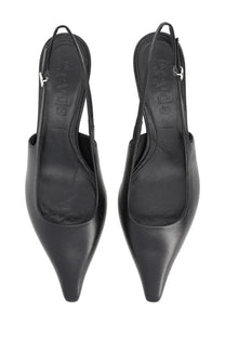 Aeyde women’s neckline catrina black leather slingback heels with pointed toe and adjustable ankle strap