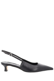 Aeyde women’s neckline catrina black leather slingback pump with pointed toe and low heel