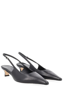Aeyde women’s neckline catrina black black leather slingback pumps with pointed toe and low heel