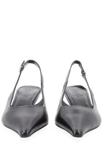 Aeyde women’s neckline catrina black leather slingback pumps with pointed toe and minimalist design