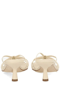 Aeyde women’s sandalo abby con tacco white cream-colored strappy heels with sleek minimalist design and low block heel